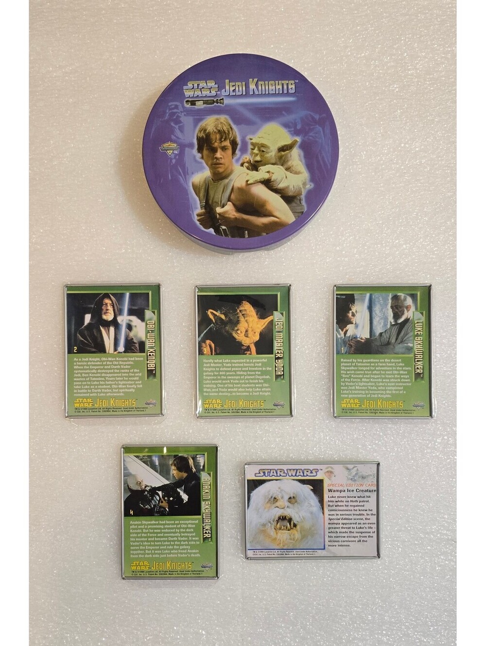 STAR WARS JEDI KNIGHTS Collectible Tin & 5 Metal Collector Cards